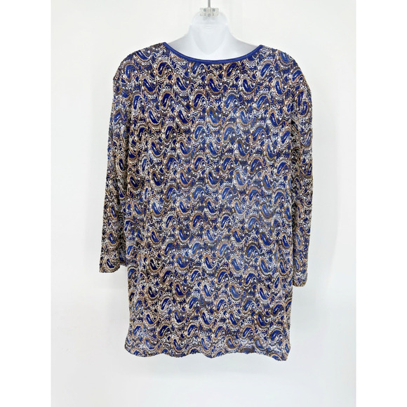 CJ Banks Blouse Size 2X Lace Overlay Eclectic Maximalist Artsy Unique Feminine - Picture 2 of 7